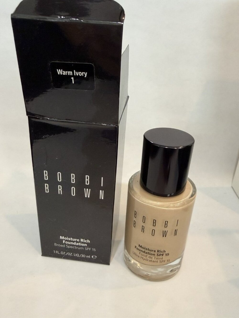 Bobbi Brown Moisture Rich Foundation 1fl Oz #1 Warm Ivory New With Box